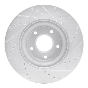 Pontiac GTO Brake Rotors (1) - Front Left - R1 Concepts - Drilled & Slotted - Silver - `05-`06